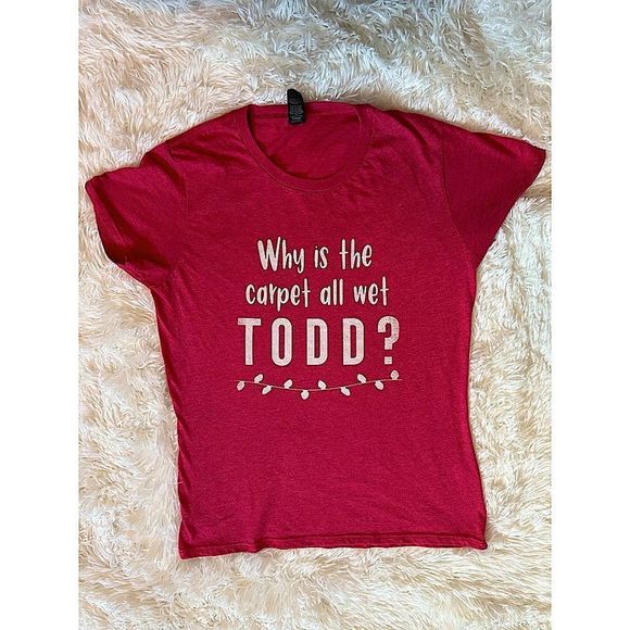 Anvil "Why is the carpet all wet Todd?" Printed Tee | Color: Red | Size: M - Picture 1 of 4